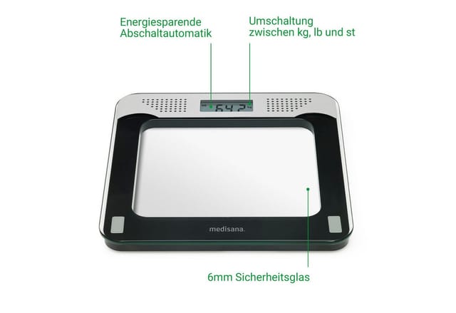 medisana PS 425 Personenwaage Badezimmerwaage mit Sprachausgabe bis 180 kg