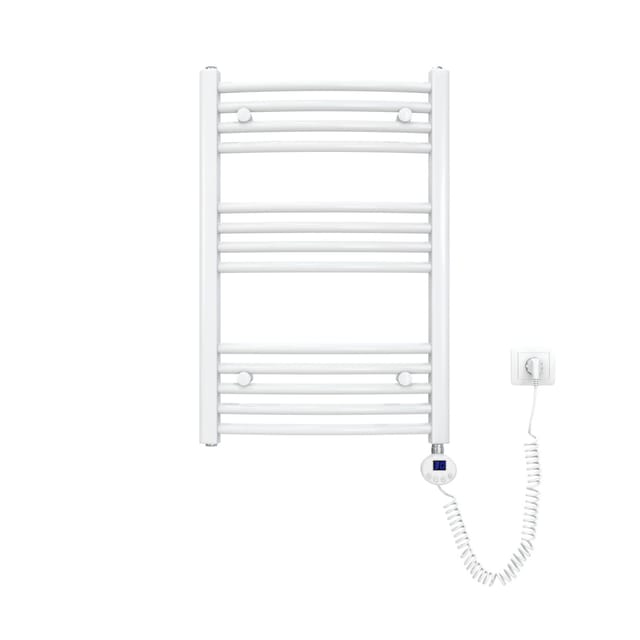 Emke Elektrischer Badheizkörper Gebogen mit Thermostat Handtuchtrockner mit Heizstab 75×50cm 300W Weiß