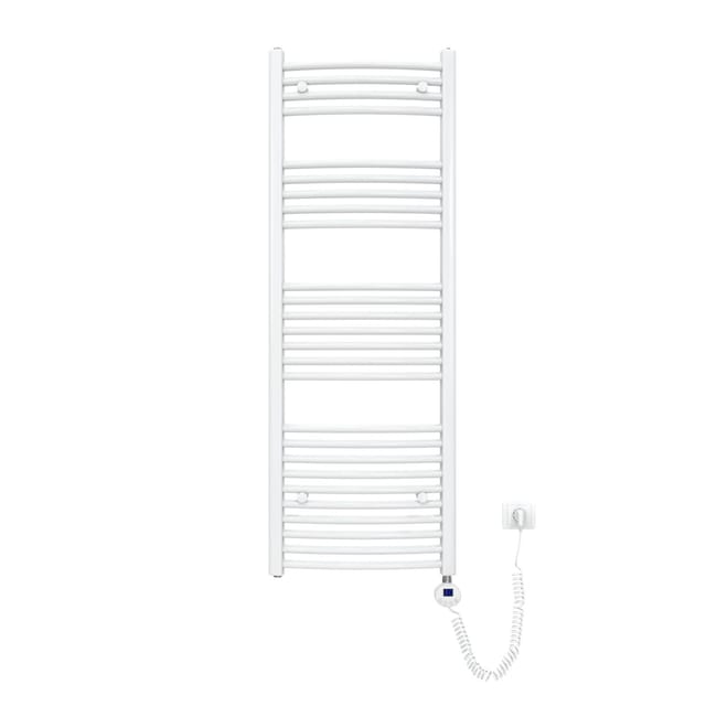 Emke Elektrischer Badheizkörper Gebogen mit Thermostat Handtuchtrockner mit Heizstab 140x50cm 600W Weiß