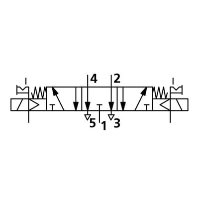 Riegler 5/3-Wegeventil, elektropn., ext. Steuerl., Mitte entlüftet, G 1/2