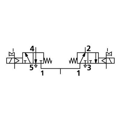 Riegler 2x3/2-Wegeventil, elpn, ext. Steuerl., mono, G 1/4, NC-NO, 230VAC