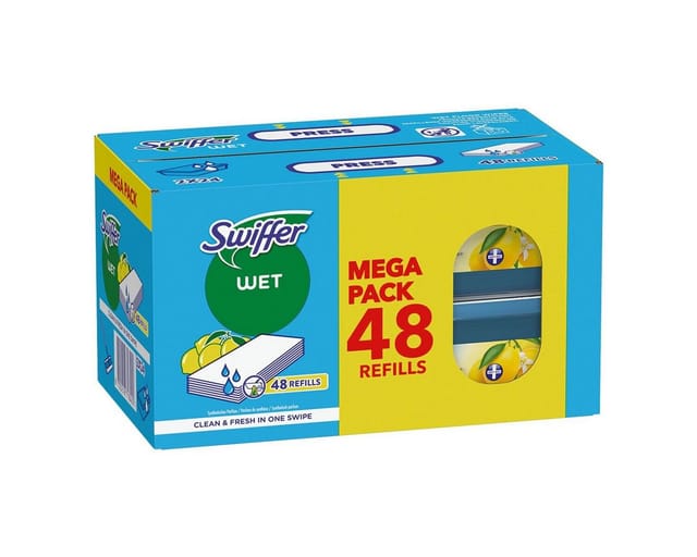 Swiffer Wet Citrus Fresh Reinigungstücher (48er-Pack feuchte Bodentücher mit Citrusfrische)
