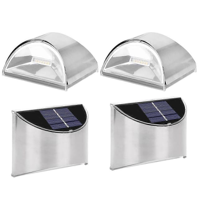 Solarbetriebenes Led-wandleuchten-set (4er-set) Aus Edelstahl Für Gartenbeleuchtung