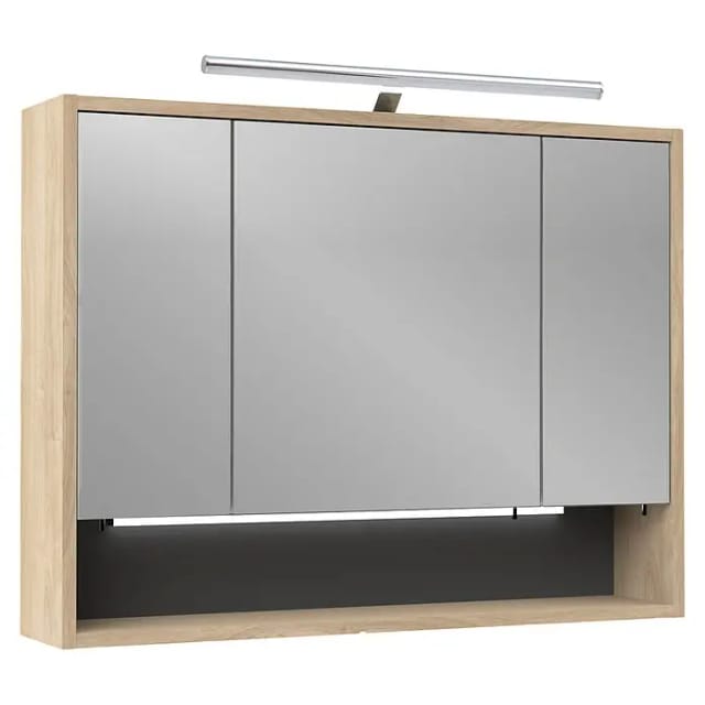 SCHILDMEYER LED-Spiegelschrank »Sonderby«, (BxHxT): 80 x 64,8 x 16 cm, Weißeiche - braun