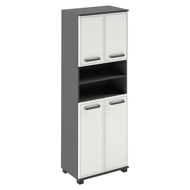 SCHILDMEYER Hochschrank »Adana«, (BxHxT): 59,8 x 180,9 x 32,6 cm, anthrazit, weiß hochglanz - weiss
