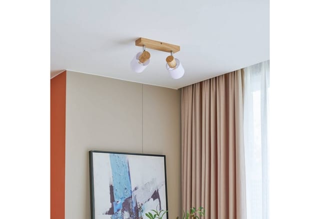 Lindby Deckenstrahler Wanessa, Holz IP20, 2 x 10 W LED