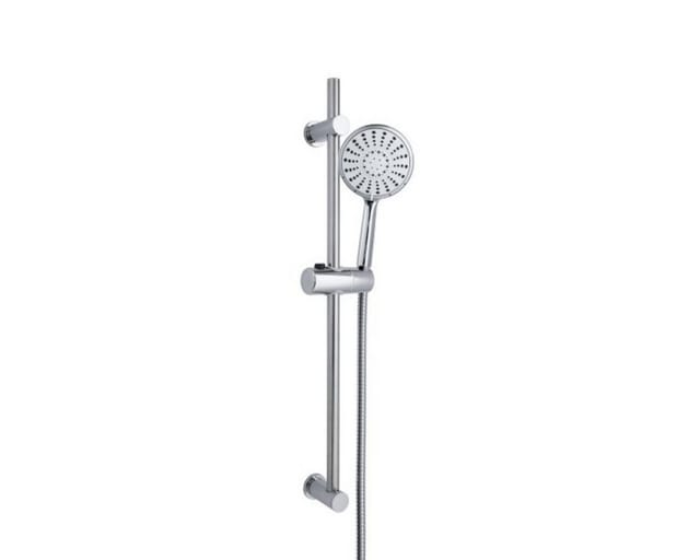axentia Brausegarnitur 3-teilig - 5-Funktionen-Duschkopf, 150 cm Schlauch & verchromter Griff, 5 Strahlart(en), 3 tlg., Wandmontage, Chrom