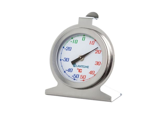 Lantelme Kühlschrankthermometer Edelstahl Gefrierschrank Kühlschrank Analog Thermometer + - 50°C, Farblich markierte Anzeige, zum aufhängen oder stellen, Maße 6x5,5x4cm