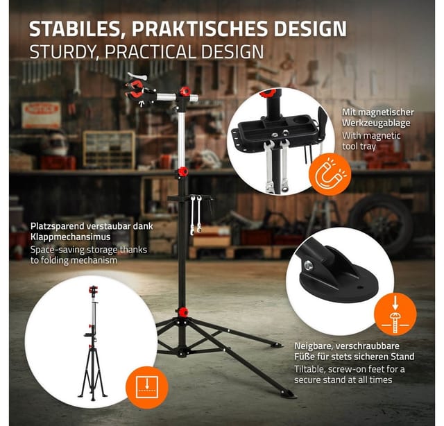 ECD Germany Fahrradmontageständer Reparaturständer Höhenverstellbar 105-185 cm