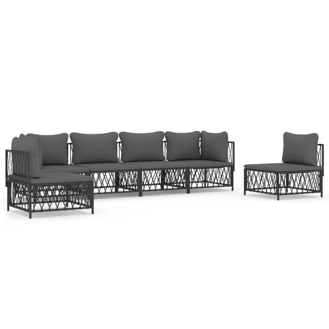 vidaXL 6-Tlg Garten-Lounge-Set mit Kissen Anthrazit Stahl 3186843