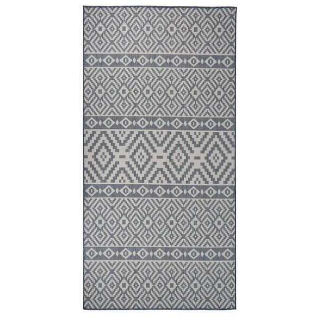 vidaXL Outdoor-Teppich Flachgewebe 100x200 cm Blau Gestreift 340836