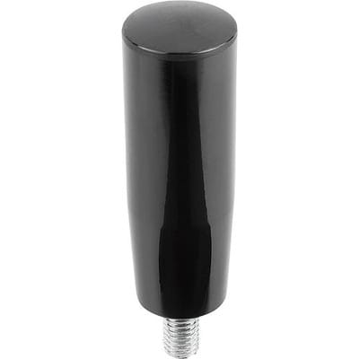 KONUSGRIFF DREHBAR GR.3 D=M10X14, D1=28, DUROPLAST SCHWARZ HOCHGLANZPOLIERT, KOMP:STAHL BLAU
