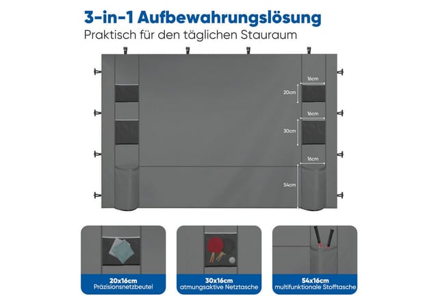 Sekey Pavillonseitenteil Multifunktionale seitenwand pavillon mit 6 Taschen, für 3 x 3 m Pavillon, 3 x 6 m Gartenpavillon, 3 x 9 m Partyzelt