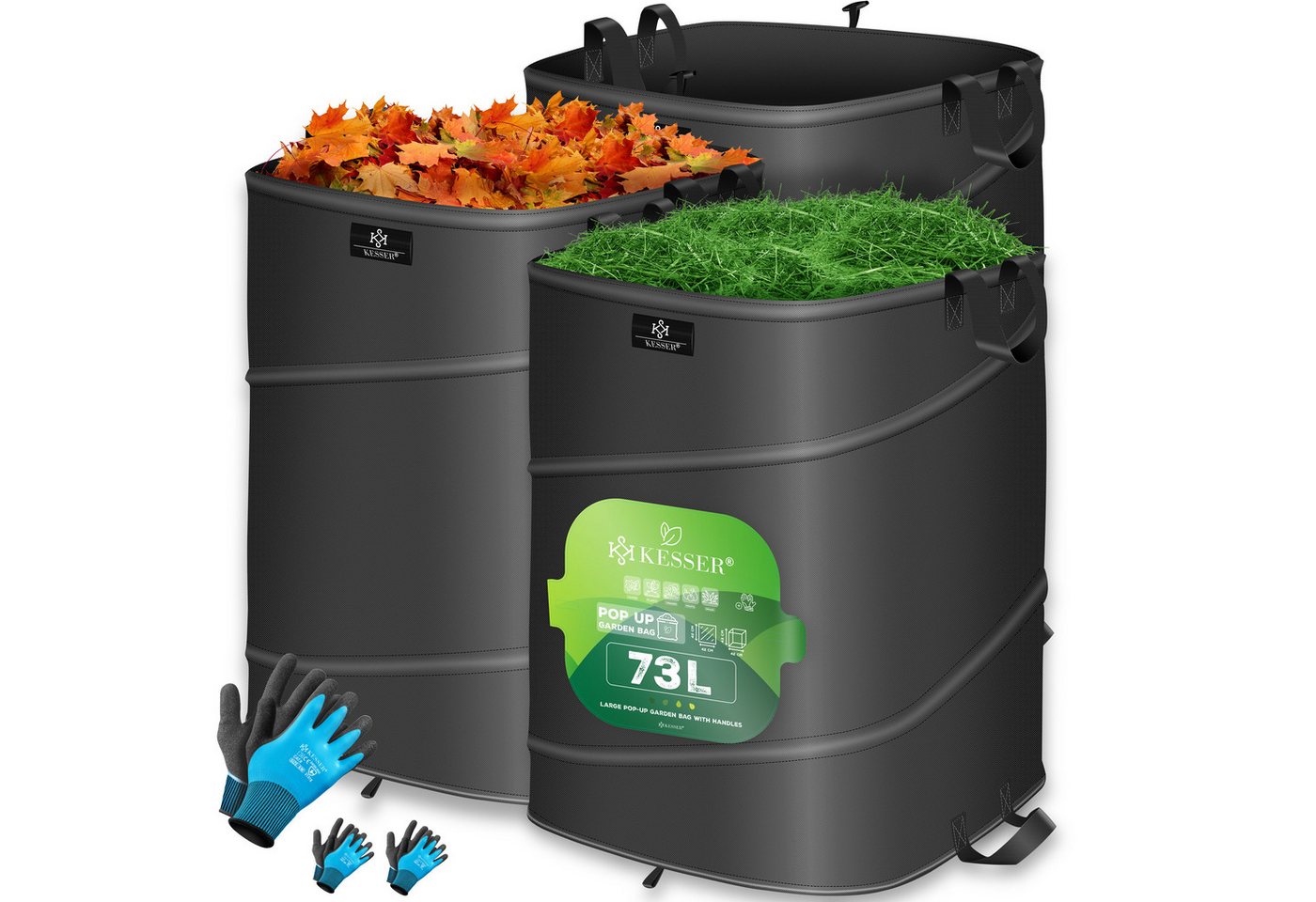 KESSER Gartensack, 73 l, (3-tlg), Pop-Up-Gartensack Laubsack Gartenabfallsack inkl. Handschuhe Bild 5