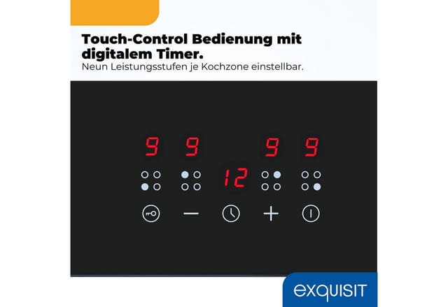 exquisit Elektro-Kochfeld EKC600-490, Glaskeramikkochfeld mit Restwärmeanzeige für mehr Sicherheit