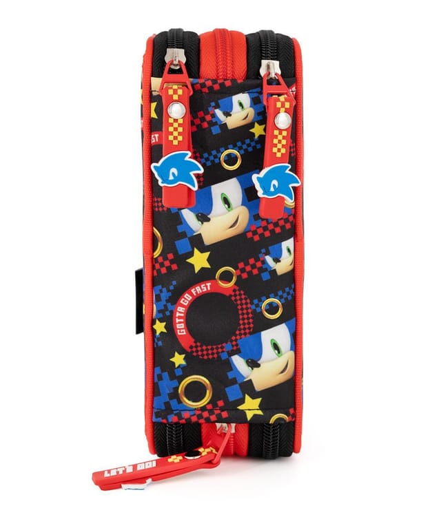 TOP! Federmäppchen Sonic the Hedgehog - Mäppchen Federmappe, 42 Teile, 3-fach gefüllt, (42-tlg., Jungen), Reißverschluss