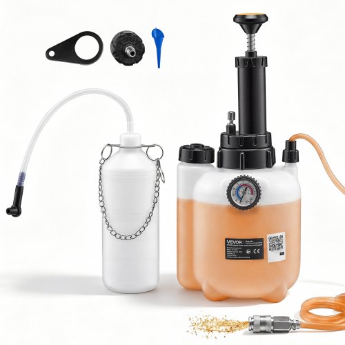 VEVOR Bremsenentlüftungsset 3 L Bremsflüssigkeits-Entlüftungsset mit 1 L Auffangflasche und 1 Hauptbremszylinderadapter (43,2 mm) Professionelles Ein-Personen-Bremsenlüftungsgerät für viele Fahrzeuge