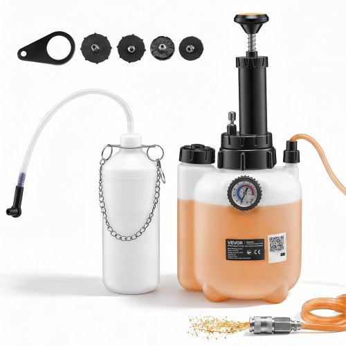 VEVOR Bremsenentlüftungsset 3 L Bremsflüssigkeits-Entlüftungsset mit 1 L Auffangflasche und 4 Hauptbremszylinderadaptern Professionelles Ein-Personen-Bremsenlüftungsgerät für viele Fahrzeuge