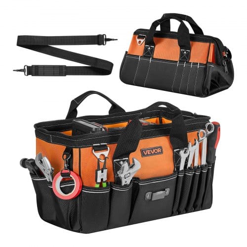VEVOR Werkzeugtasche 40x23x22cm, Aufbewahrungstasche mit 14 Innen- & 19 Außenfächern, Wasserfester Werkzeug-Organizer aus Polyester mit Schultergurt & Reißverschluss, Werkzeugbeutel für Handwerker