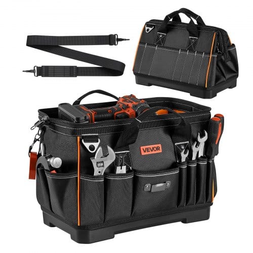 VEVOR Werkzeugtasche 41x23x25cm, Aufbewahrungstasche mit 14 Innen- & 19 Außenfächern, Wasserfester Werkzeug-Organizer aus Polyester mit Schultergurt & Reißverschluss, Werkzeugbeutel für Handwerker