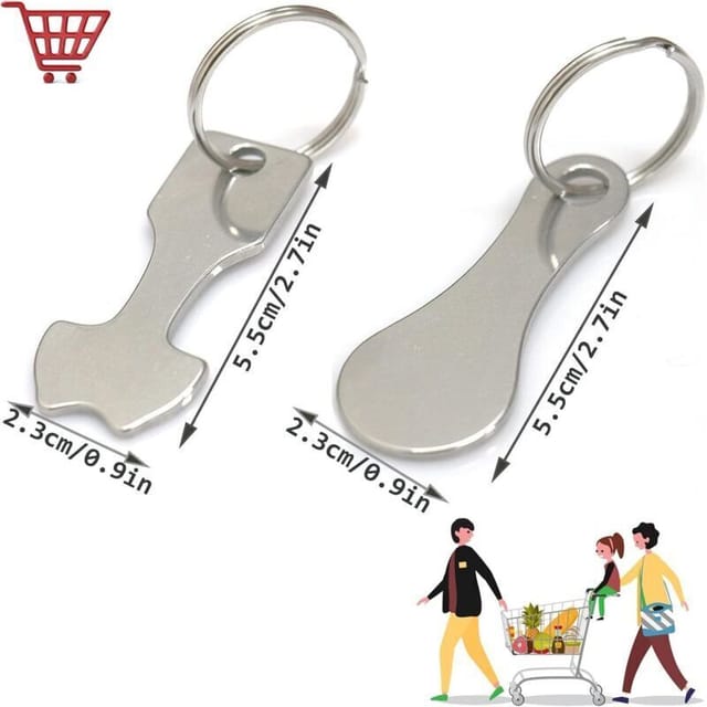 Einkaufswagenchip, Universeller Einkaufswagenchip, Einkaufswagenchip Aus Edelstahl, Schlüsselförmiger Chip Für Einkaufswagen, Zwei Modelle, Einkaufswagenchip (4 Stück)