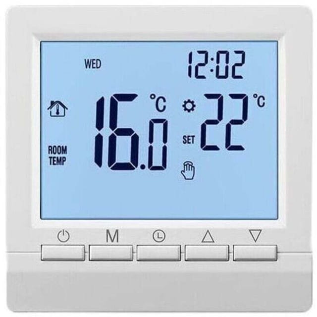 Intelligenter Thermostat Ohne Wlan – Hintergrundbeleuchtetes Lcd-display – 5+2 Wochen Programmierung – 1 °c Genauigkeit – Kompatibel Mit Elektroheizungen