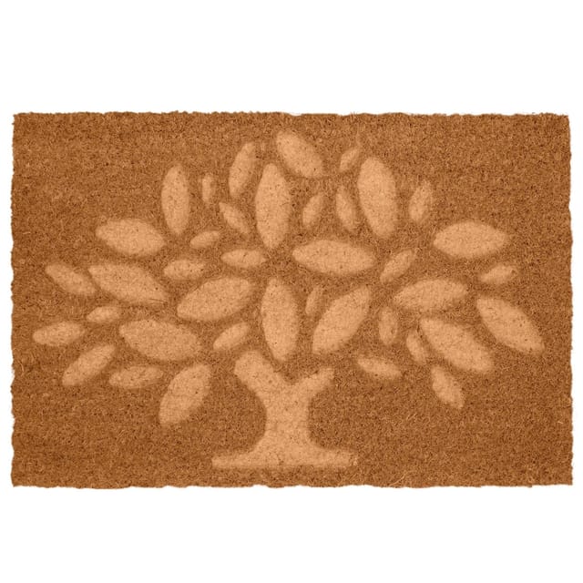 Relaxdays Fußmatte Kokos, Strukturiertes Baum-design, 60 X 40 Cm, Für Innen & Außen, Rutschfeste Schmutzfangmatte, Natur