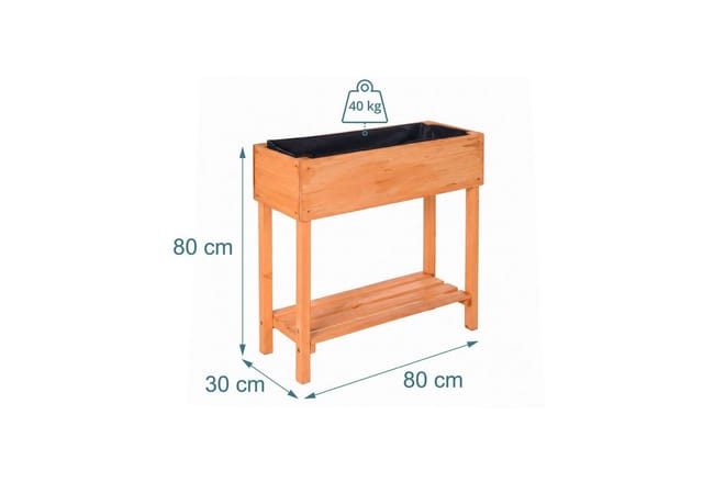 Relaxdays Hochbeet, Garten, Balkon & Terrasse, Mit Ablage, Holz & Vlieseinlage, Hbt: 80x80x30 Cm, Pflanzenbeet, Orange
