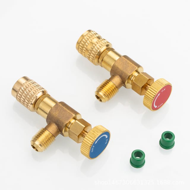 Set Mit 2 Schnellanschlussadaptern Für Das Sicherheitsventil Zum Befüllen Von R410a- Und R22-kältemittelanlagen.