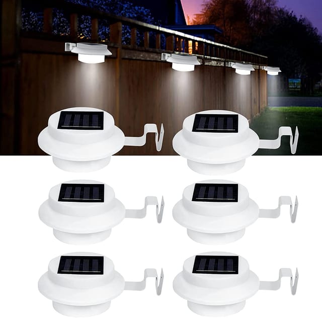 6er-set Solar-außenleuchten Mit Je 3 Leds – Ip65 Wasserdicht – Für Zäune, Wege Und Einfahrten – Weiß