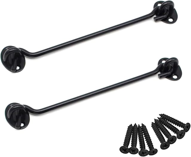 Edelstahlhaken Mit Riegel Und Schrauben, 20 Cm, Für Garagen- Und Schuppentüren – Schwarz