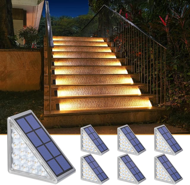 Set Mit 8 Solarleuchten Für Treppen, Stufen, Terrasse, Einfahrt, Veranda, Haustür, Gehweg – Warmes Licht