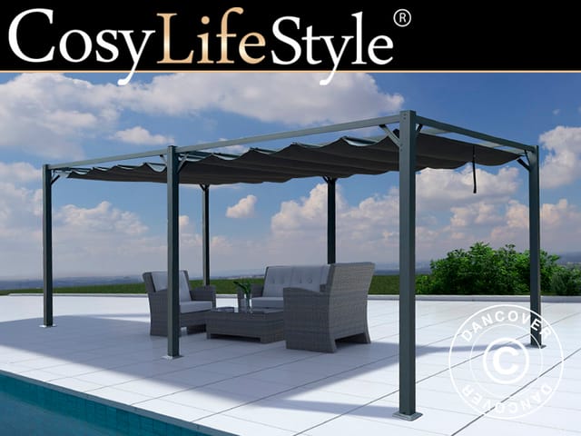 Pergola Pavillon Santa Cruz, 4x8m, Dunkelgrau - Dancover