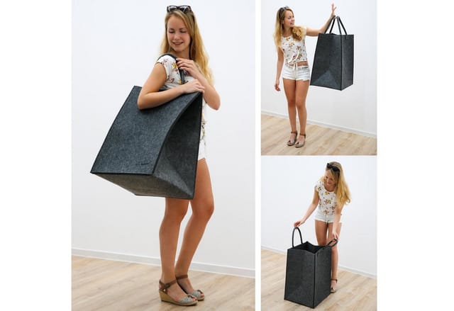 Dunedesign - 100l Filz Wäschesammler 43x38x60cm Xl Universal-filz-tasche Faltbarer Wäschekorb