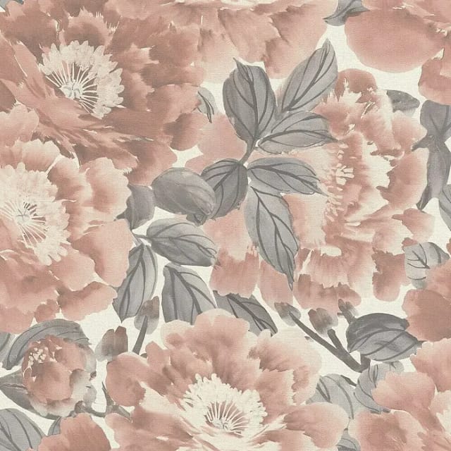 Rasch Kimono Vliestapete Blumen (Rosa, Floral, 10,05 x 0,53 m)