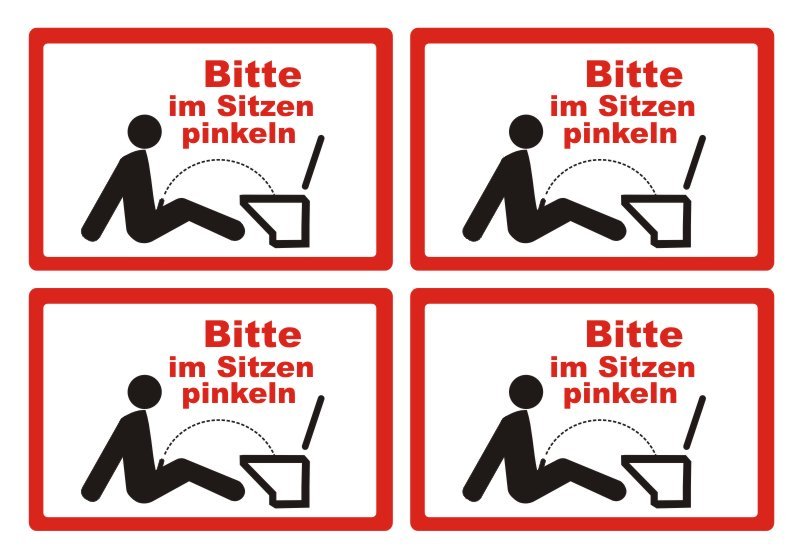 4 x Bitte im Sitzen Pinkeln Toiletten WC Aufkleber Humor Sticker Nr. 4026