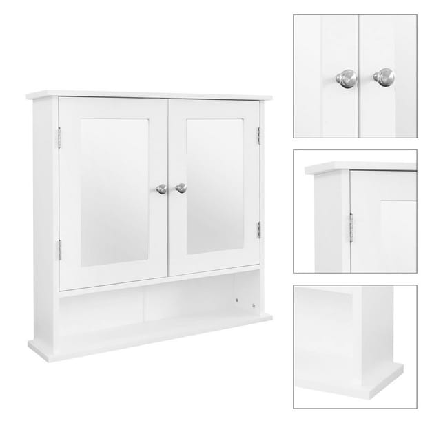 ML-Design Spiegelschrank für Badezimmer Weiß 56x58x13cm aus Holz