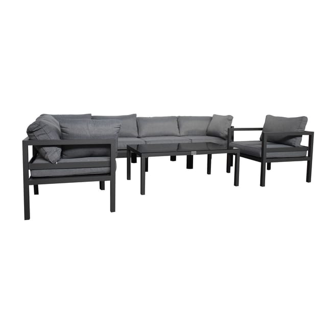 KRETA XXL Aluminium Gartenmöbel-Set in Hellgrau ? Stilvolle Ecklounge