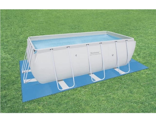 Bestway Pool-Bodenschutzfliese Flowclear Pool-Bodenschutzfliesen-Set, 9 Stück á 50 x 50 cm, blau, Schützt den Poolboden, einfache Verlegung