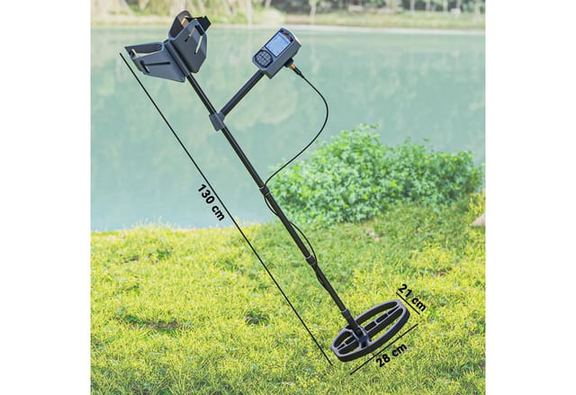 Outsunny Metalldetektor 5 Modi, tragbar, mit Alarm Spule LCD-Display, IP68 wasserdicht, für Hunt, Relikte, Dunkelgrau