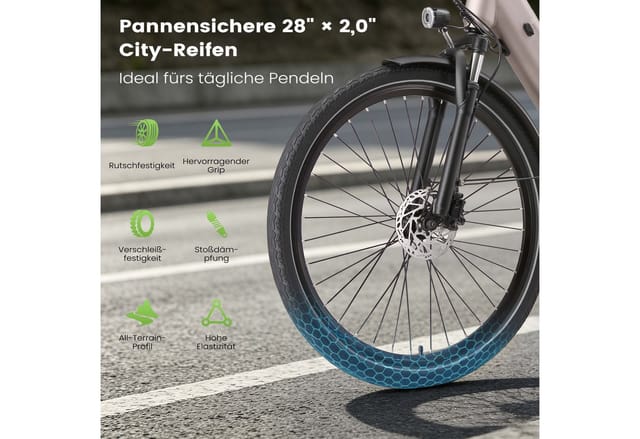 Vankel E-Bike Cityrad 28Zoll E-Fahrrad Damen u. Herren 720WH Pedelec, 48V 15AH 140km E-bikes, Kettenschaltung, Heckmotor, 720 Wh, (set, Beleuchtungsset mit Batterieladegerät, Batterieschlüssel, Werkzeug), Stadt-E-Fahrrad mit 28" Reifen, Drehmomentsensor verstellbarem Lenker