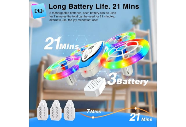 Ophy Mini-Drohne für Kinder (6–16 Jahre) – ferngesteuert, mit LED-Lichtern Spielzeug-Drohne (2 Geschwindigkeitsmodi, 3 Akkus, 3D-Flip & Headless-Modus, ideales Geschenk für Jungen & Mädchen)