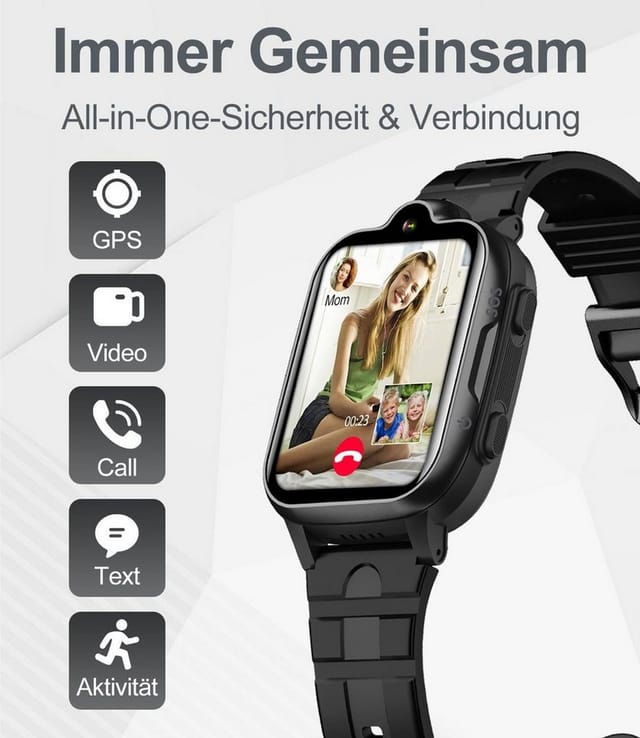 feinlux Kinder Smartwatch Smartwatch (6.35 cm), mit GPS und Telefonfunktionen 4G WiFi Wasserdicht Smartwatch, Geeignet für Jungen und Mädchen im Alter von 5-16 Jahren