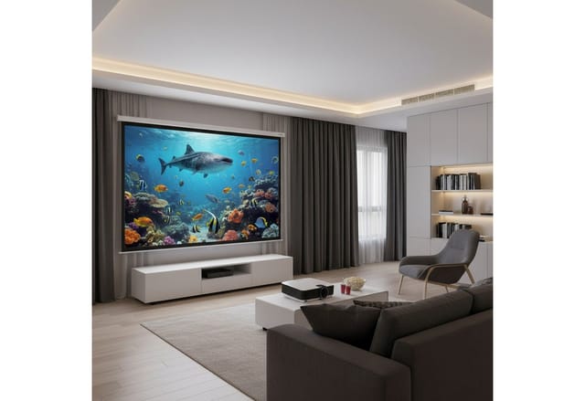Mucola 110" Projektionsleinwand 203CM Beamerleinwand Rolloleinwand Heimkino Motorleinwand (3-Schicht Gewebetuch)