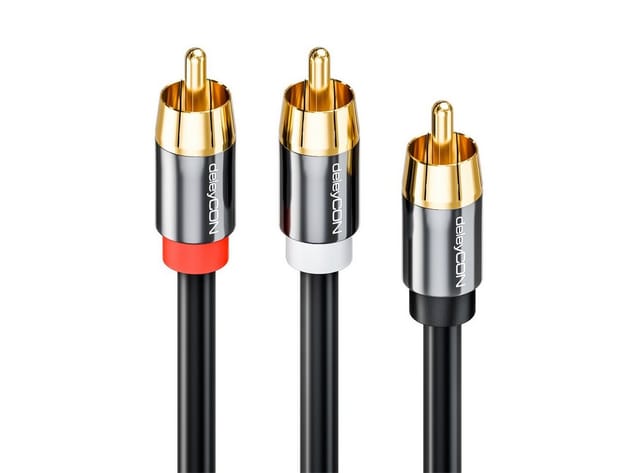 deleyCON deleyCON 10m Subwoofer Kabel Cinch RCA Y-Kabel HiFi Audio Kabel 3x Audio- & Video-Kabel
