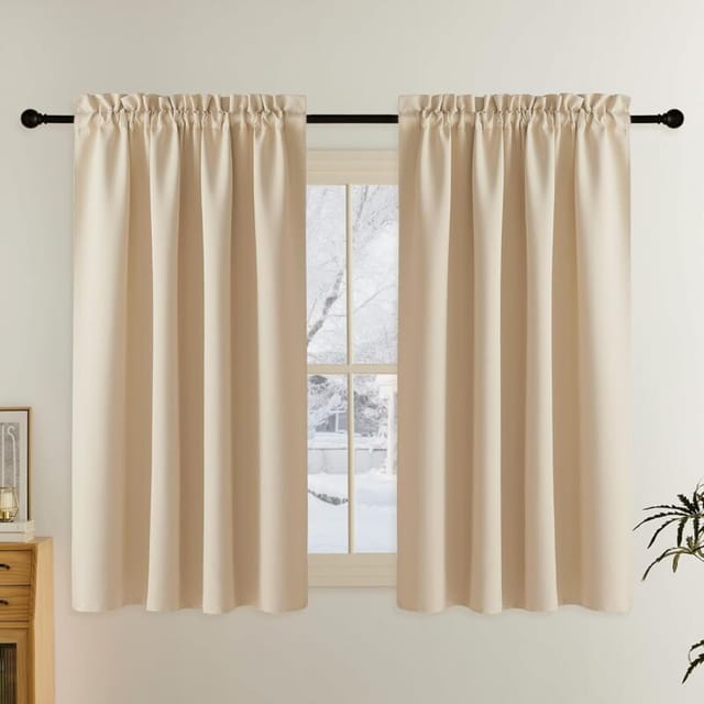 [neuwertig]set Mit 2 Gardinen Mit Stangendurchzug, Blickdicht, Für Kleine Fenster, Schlafzimmer, Schränke, Türen Oder Küchen, B 106 X H 160 Cm, Beige