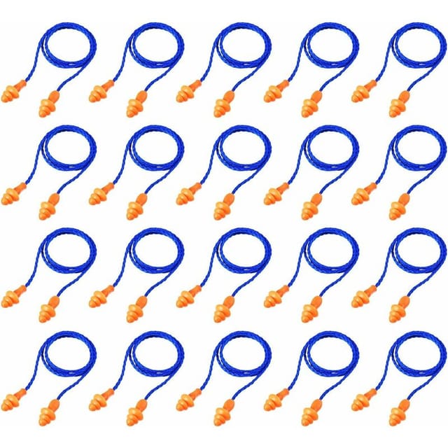 [neuwertig]20 Paar Wiederverwendbare Silikon-ohrstöpsel Mit Kordel, Geräuschdämpfende Ohrstöpsel Zum Schlafen Und Gehörschutz, Blau