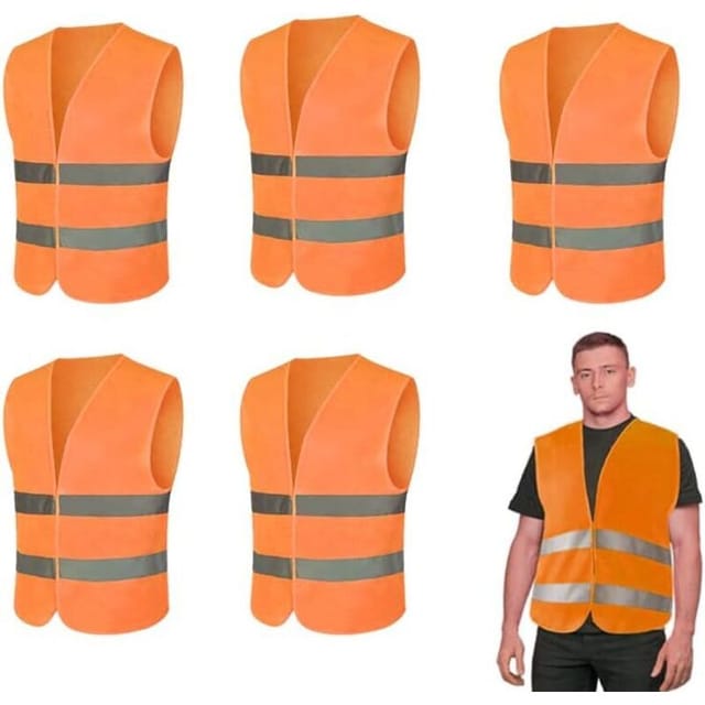 [neuwertig]6-teiliges Sicherheitswesten-set, Reflektierende Sicherheitswesten Für Autos, Hochsichtbare Reflektierende Sicherheitswesten Für Reinigungskräfte – Orange