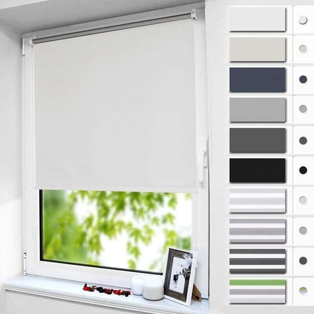 [neuwertig]verdunkelungsrollo Ohne Bohren, Weiß, 60 X 200 Cm, Blickdicht Mit Wärmedämmung Für Fenster Oder Türen, Sichtschutz