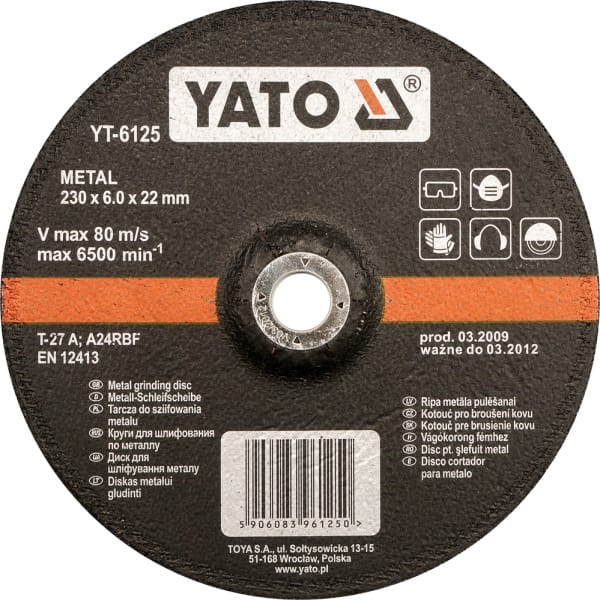 Schleifscheibe Yato Yt-6124 125 Mm Geschwindigkeit 12200 U/min